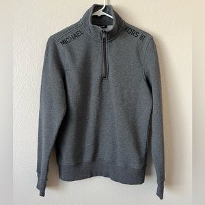 Michael Kors 81 Half Zipper Mock Neck Pullover Grey Sweater sz Small
